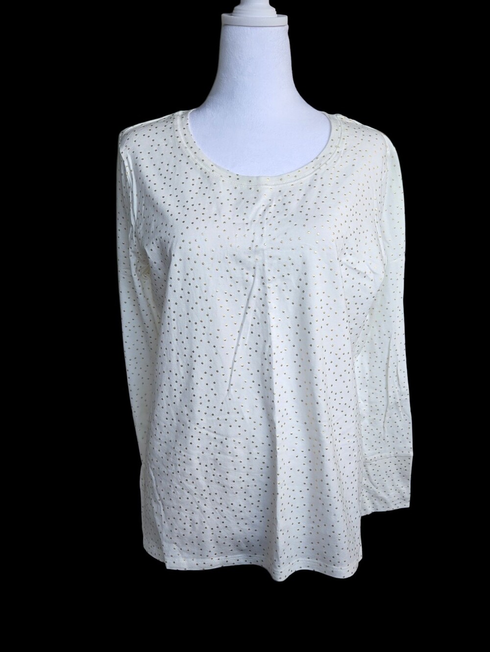 a.n.a. Women's Size Large White Gold Polka Dot Blouse